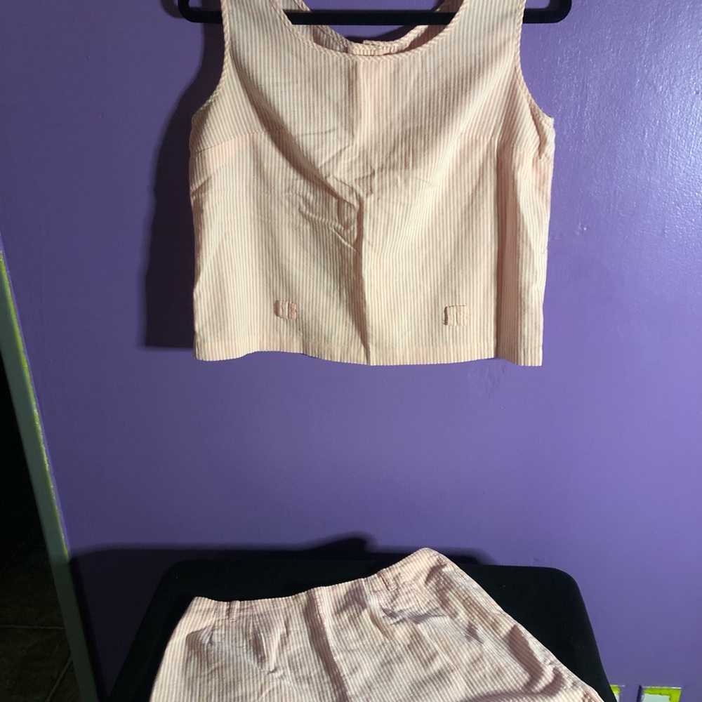 1950s pink striped play suit